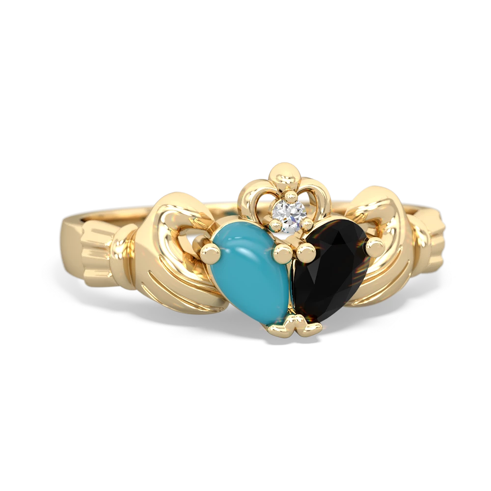 Turquoise 'Our Heart' Claddagh 14K Yellow Gold ring R2388