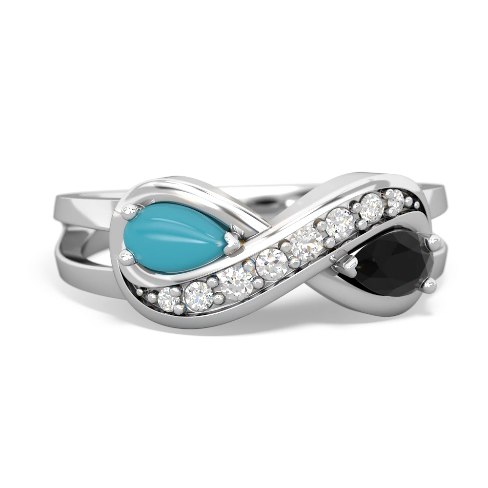 Turquoise Diamond Infinity 14K White Gold ring R5390