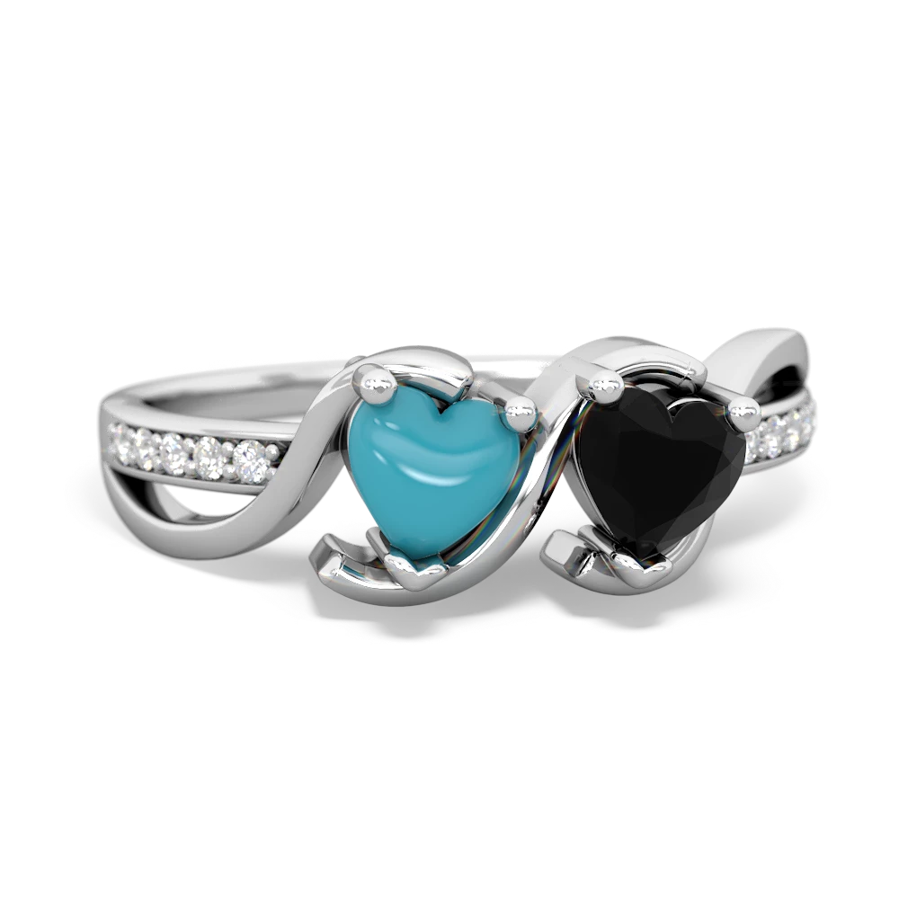 Turquoise Side By Side 14K White Gold ring R3090