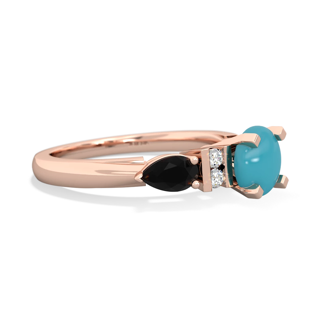 Turquoise 6Mm Round Eternal Embrace Engagement 14K Rose Gold ring R2005