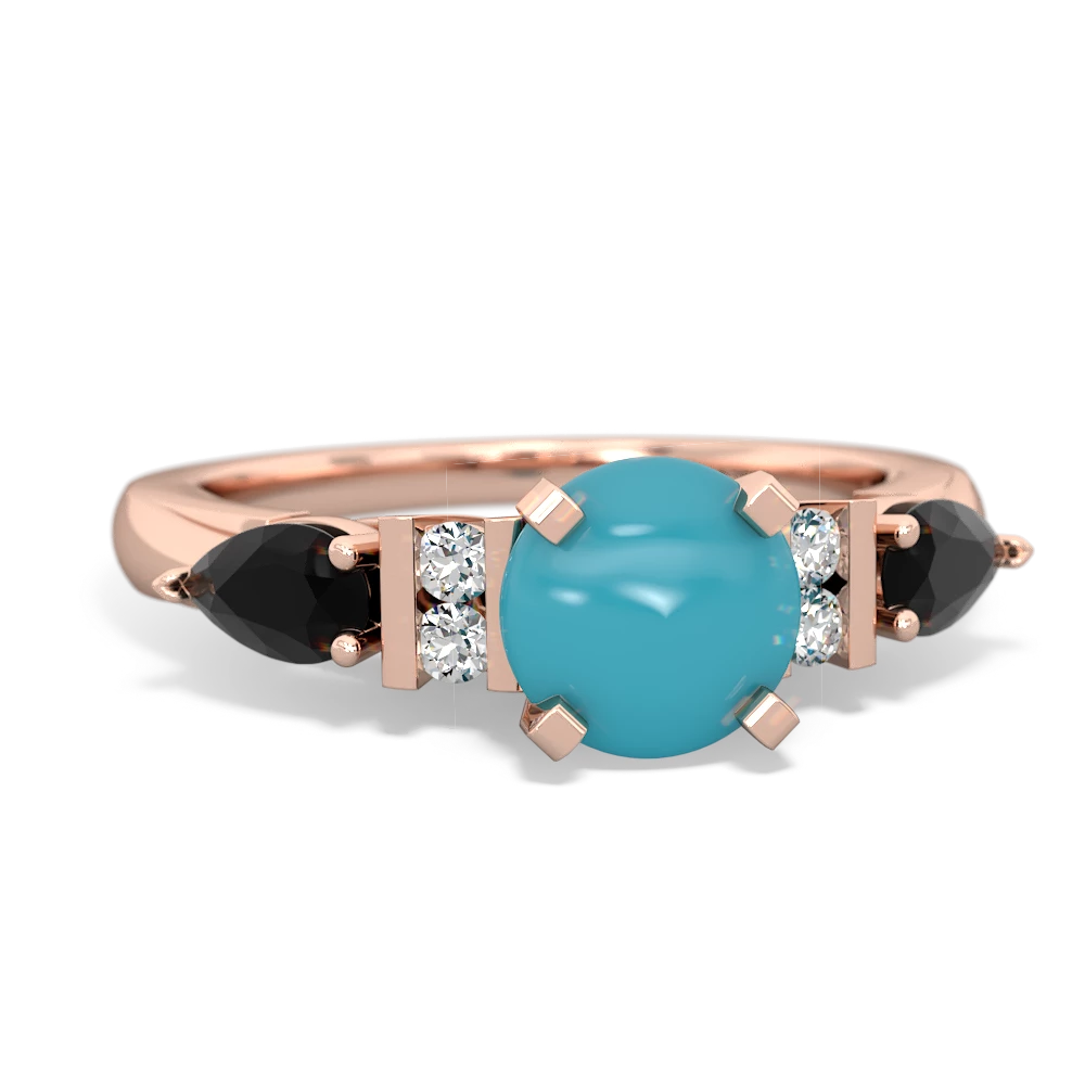 Turquoise 6Mm Round Eternal Embrace Engagement 14K Rose Gold ring R2005