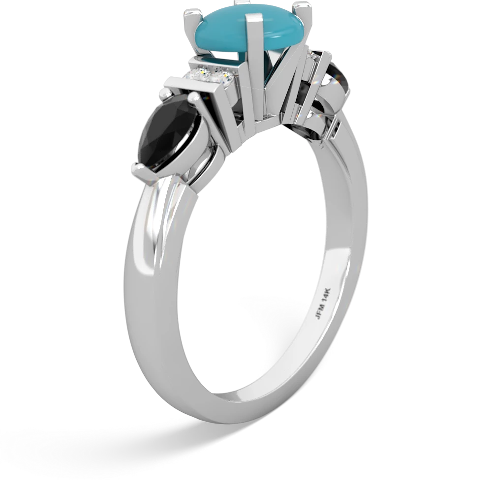 Turquoise 6Mm Round Eternal Embrace Engagement 14K White Gold ring R2005