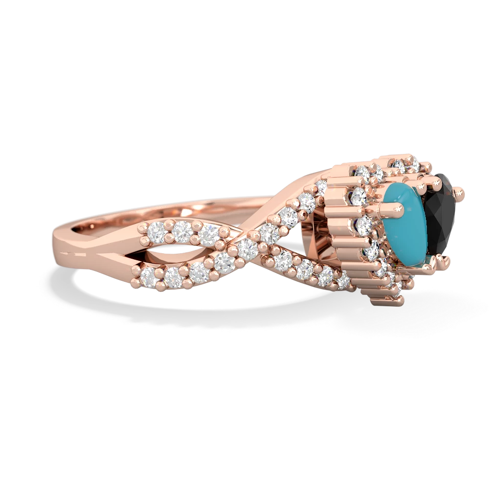 Turquoise Diamond Twist 'One Heart' 14K Rose Gold ring R2640HRT