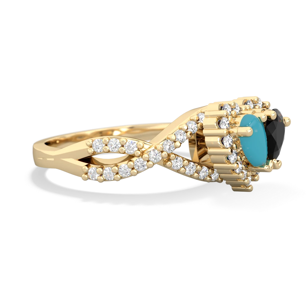 Turquoise Diamond Twist 'One Heart' 14K Yellow Gold ring R2640HRT