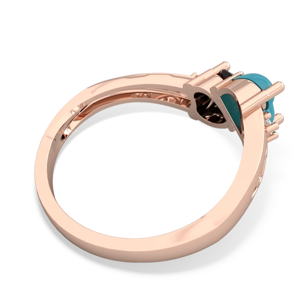 Turquoise Snuggling Hearts 14K Rose Gold ring R2178