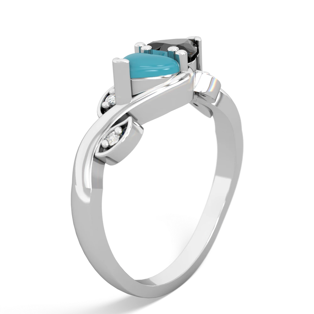 Turquoise Floral Elegance 14K White Gold ring R5790