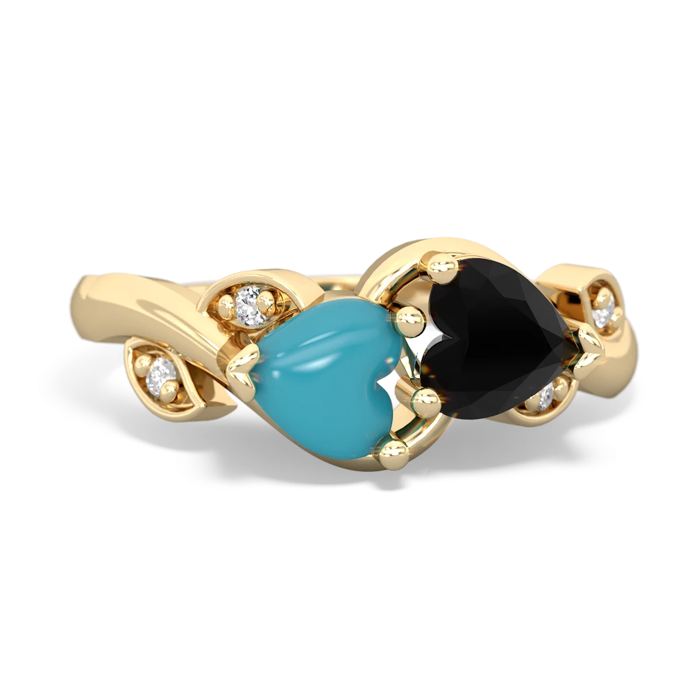 Turquoise Floral Elegance 14K Yellow Gold ring R5790