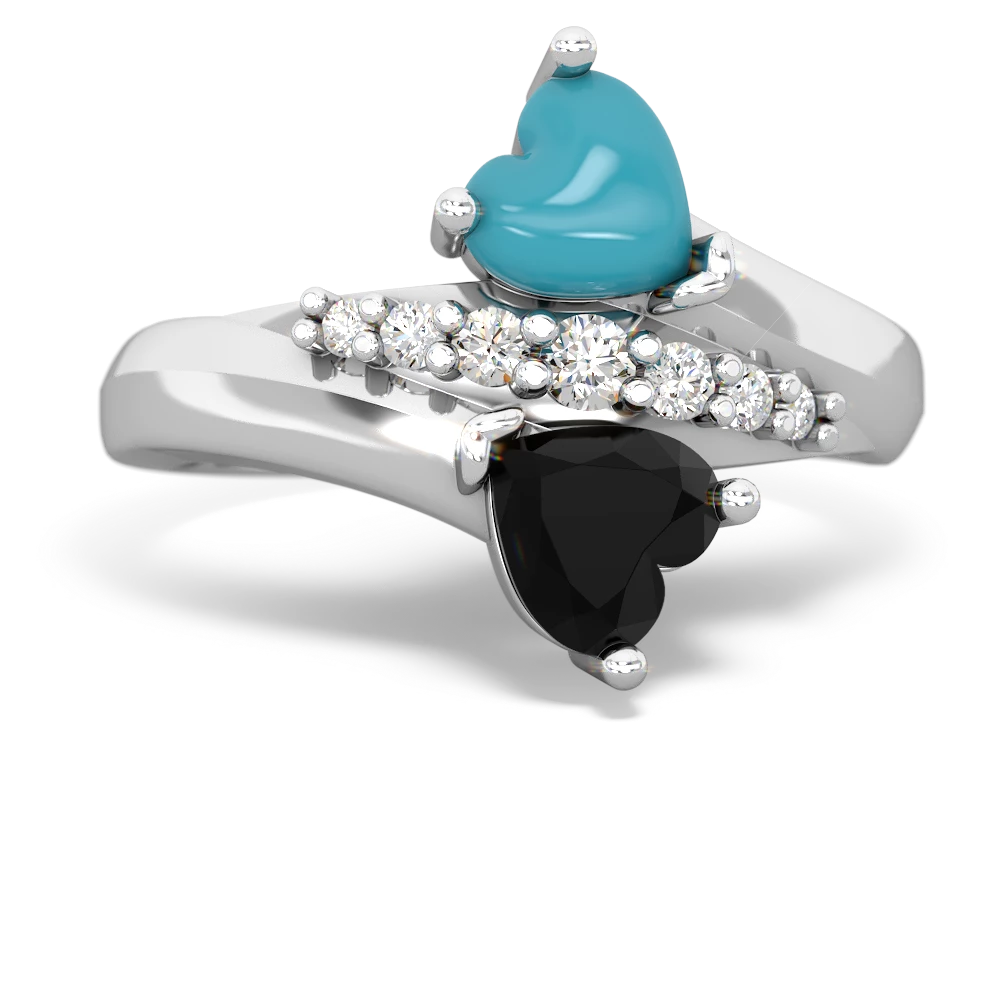 Turquoise Heart To Heart 14K White Gold ring R2064