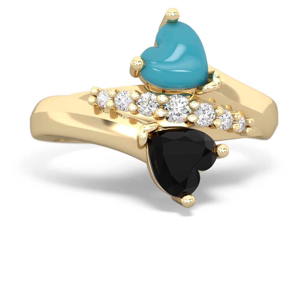 Turquoise Heart To Heart 14K Yellow Gold ring R2064