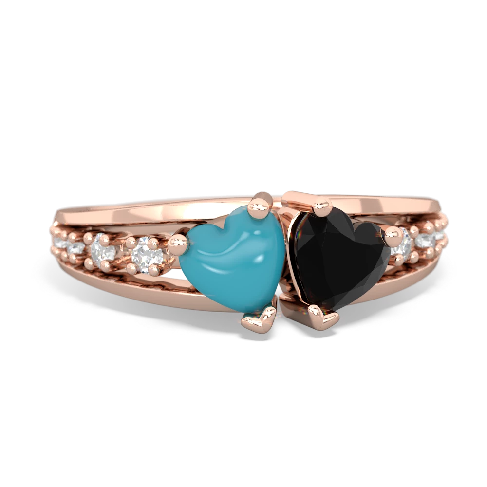 Turquoise Heart To Heart 14K Rose Gold ring R3342