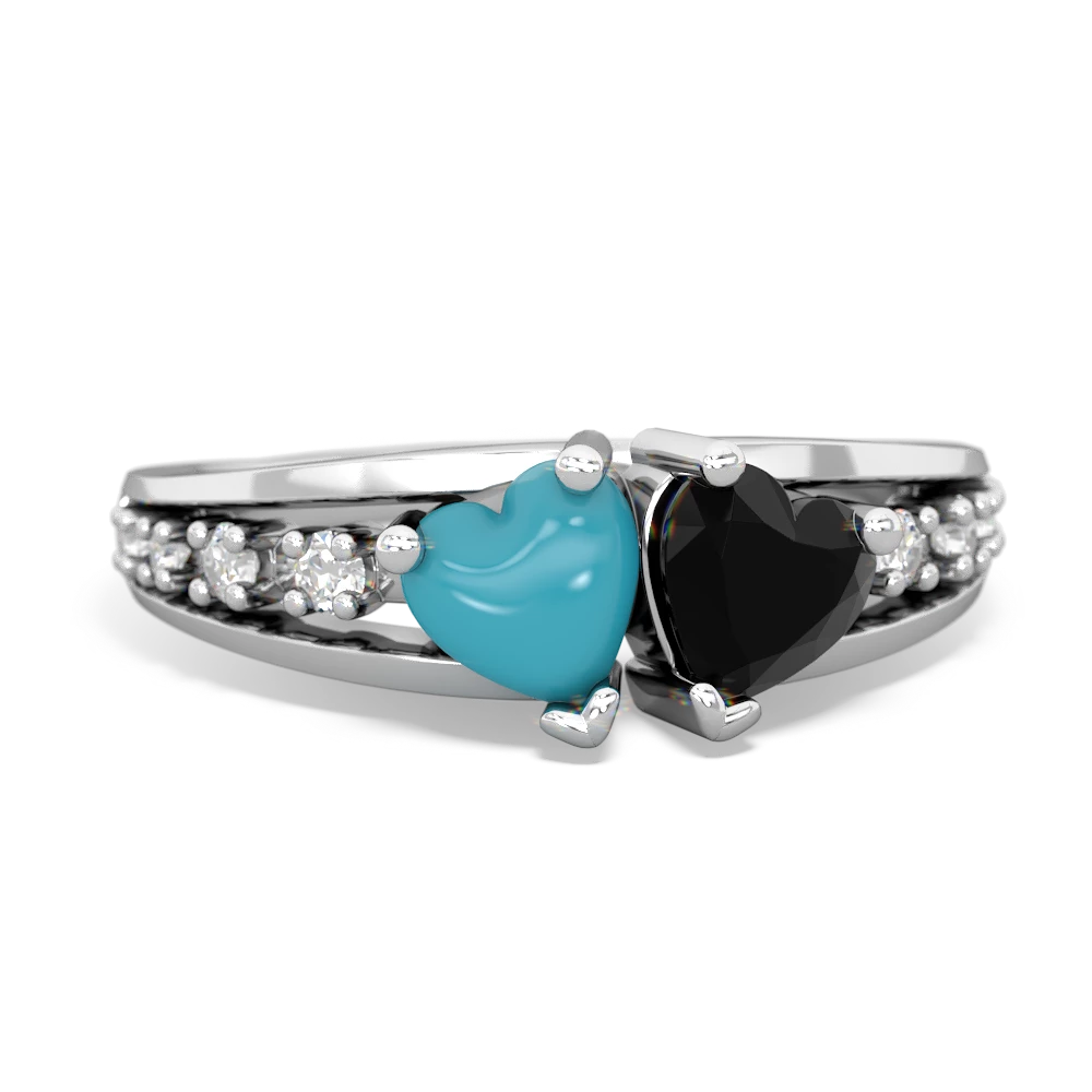 Turquoise Heart To Heart 14K White Gold ring R3342