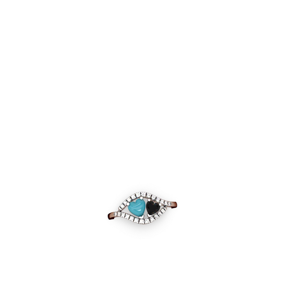 Turquoise Mother And Child 14K White Gold ring R3010