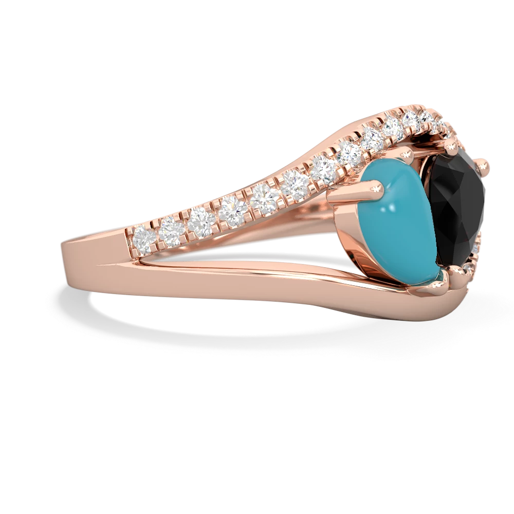 Turquoise Nestled Heart Keepsake 14K Rose Gold ring R5650