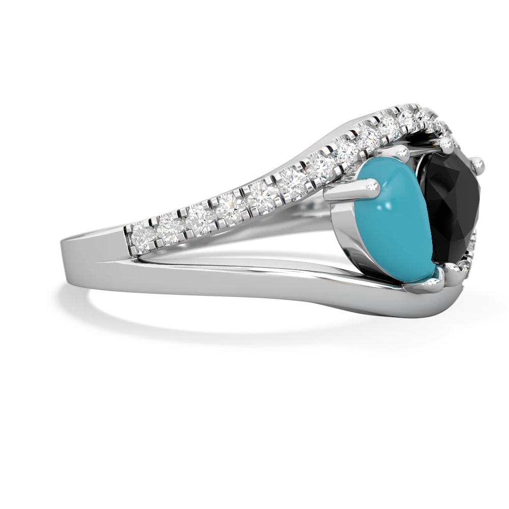 Turquoise Nestled Heart Keepsake 14K White Gold ring R5650