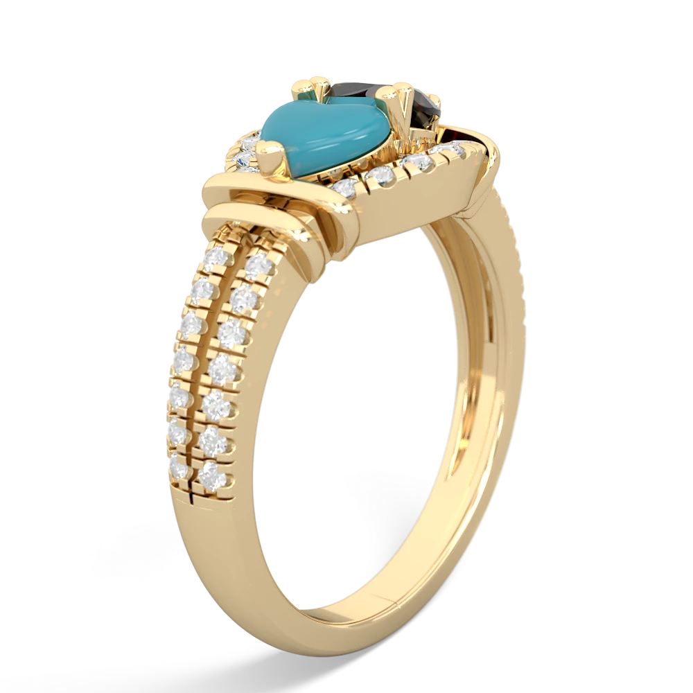 Turquoise Art-Deco Keepsake 14K Yellow Gold ring R5630