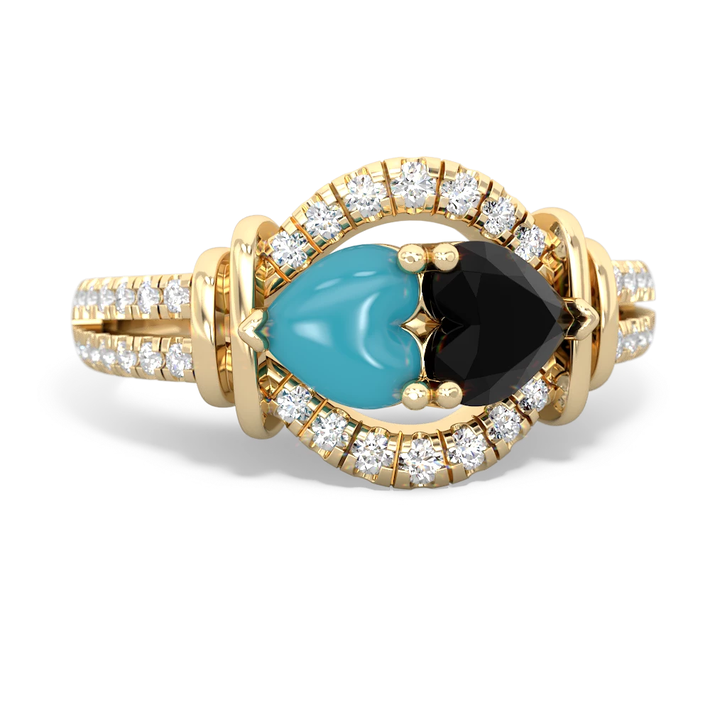 Turquoise Art-Deco Keepsake 14K Yellow Gold ring R5630