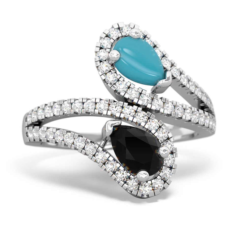 Turquoise Diamond Dazzler 14K White Gold ring R3000