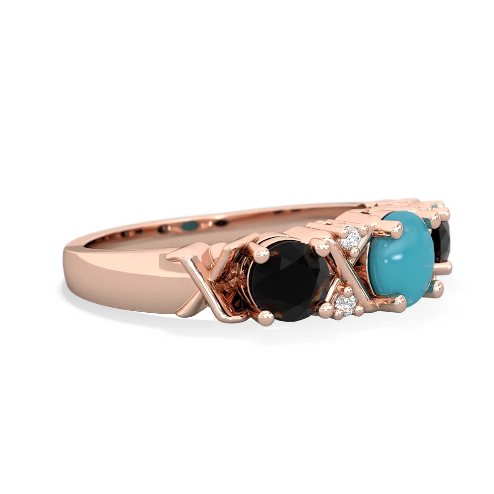 Turquoise Hugs And Kisses 14K Rose Gold ring R5016