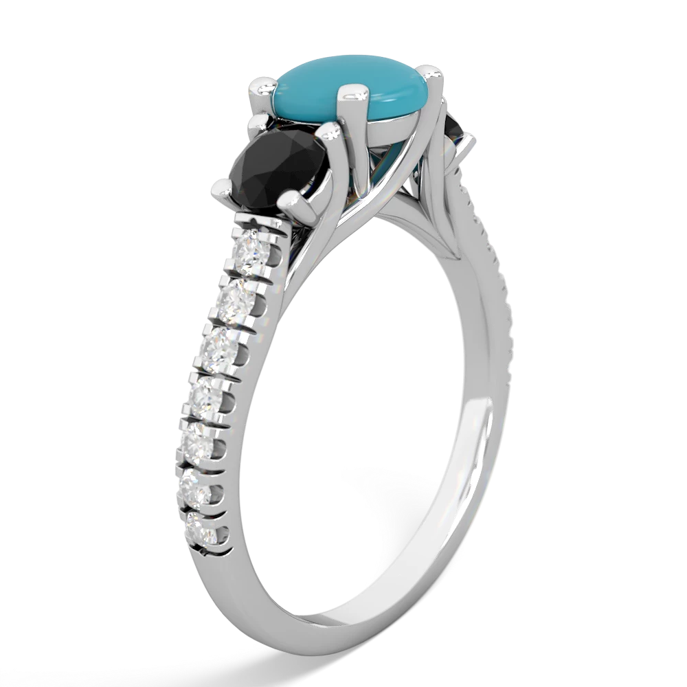 Turquoise Pave Trellis 14K White Gold ring R5500