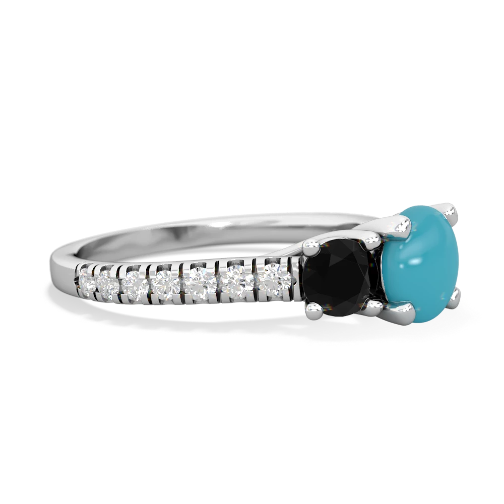 Turquoise Pave Trellis 14K White Gold ring R5500