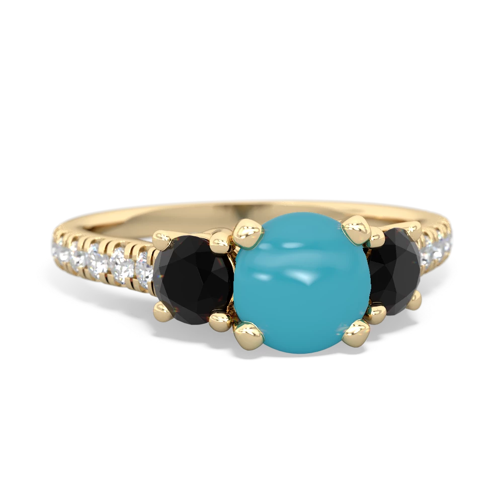 Turquoise Pave Trellis 14K Yellow Gold ring R5500