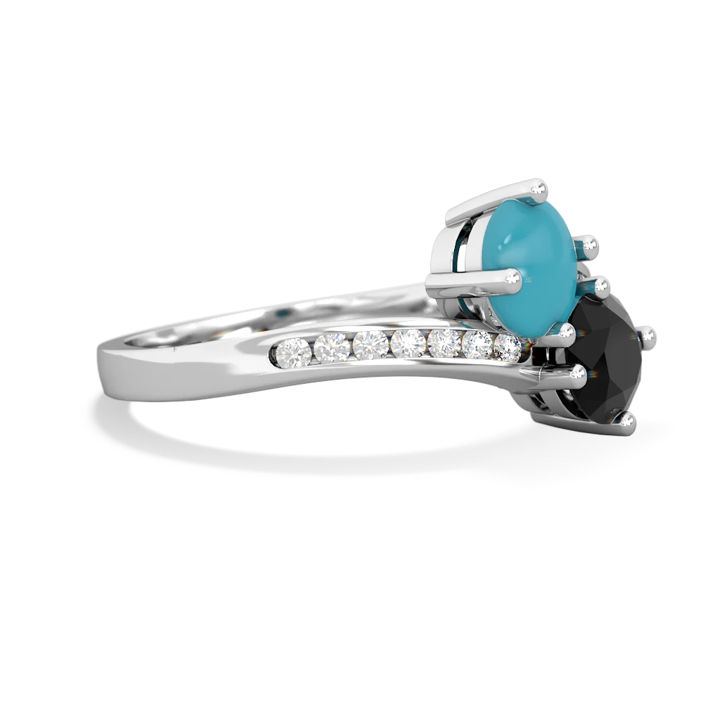 Turquoise Channel Set Two Stone 14K White Gold ring R5303