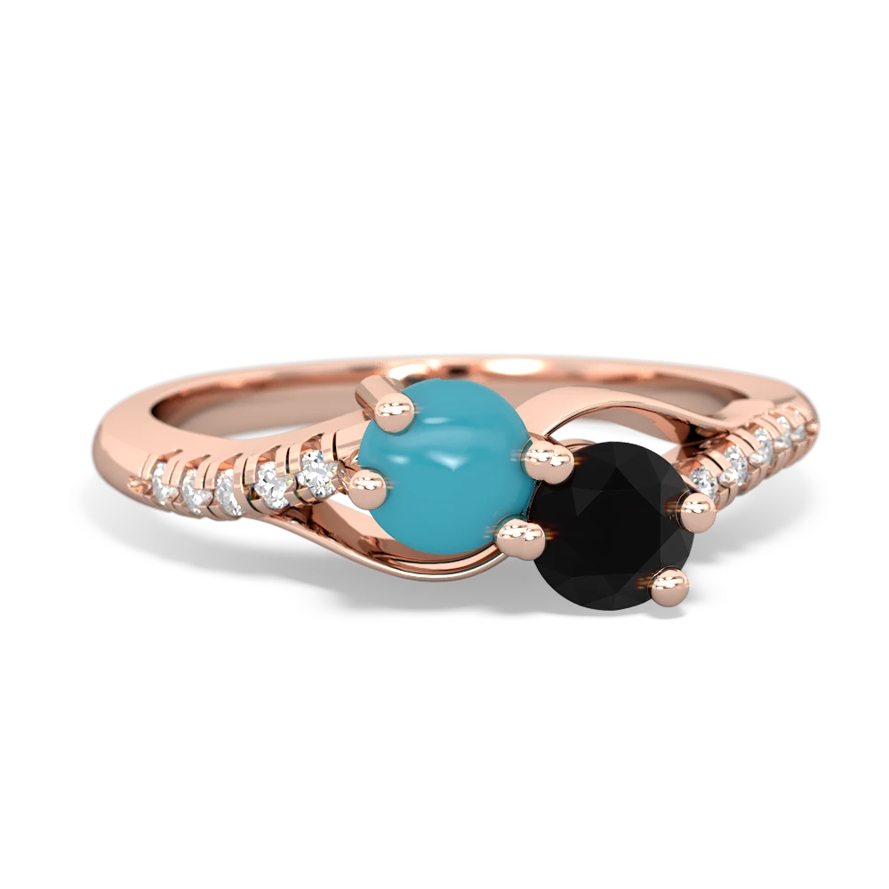 Turquoise Infinity Pave Two Stone 14K Rose Gold ring R5285