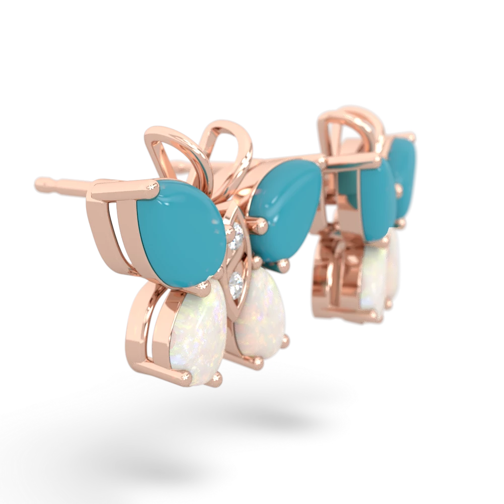 Turquoise Butterfly 14K Rose Gold earrings E2215