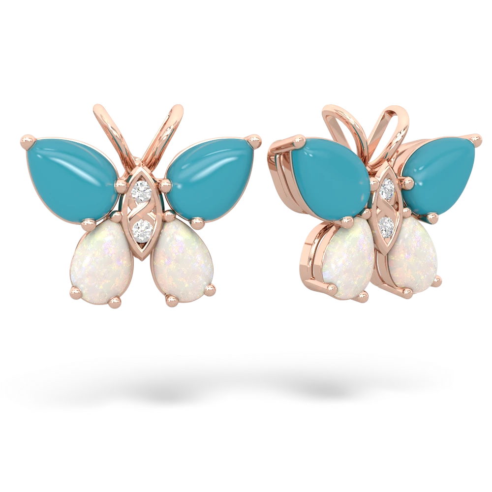 Turquoise Butterfly 14K Rose Gold earrings E2215