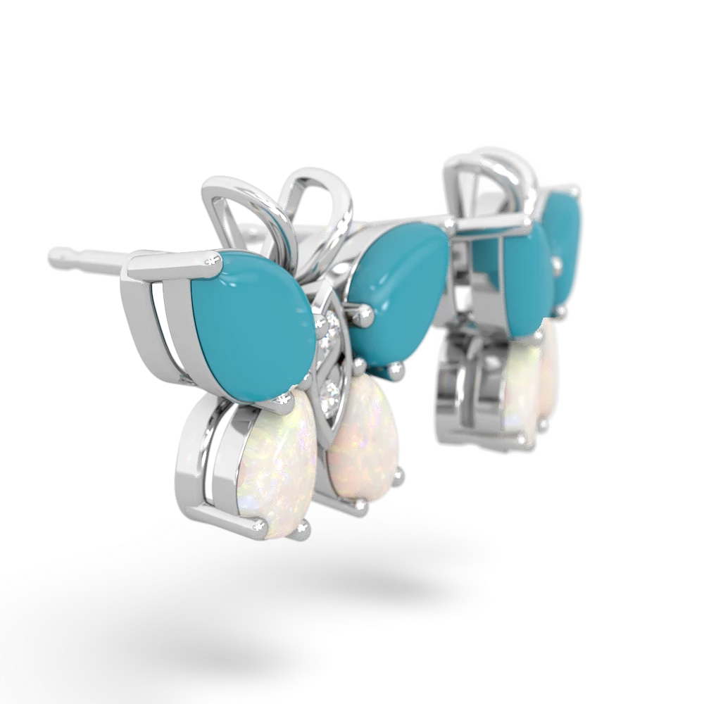 Turquoise Butterfly 14K White Gold earrings E2215