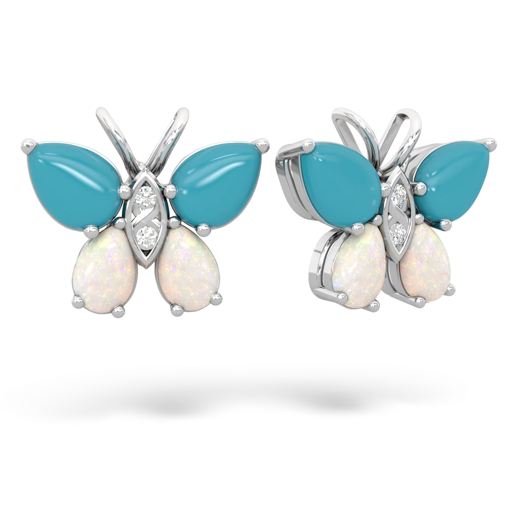 Turquoise Butterfly 14K White Gold earrings E2215