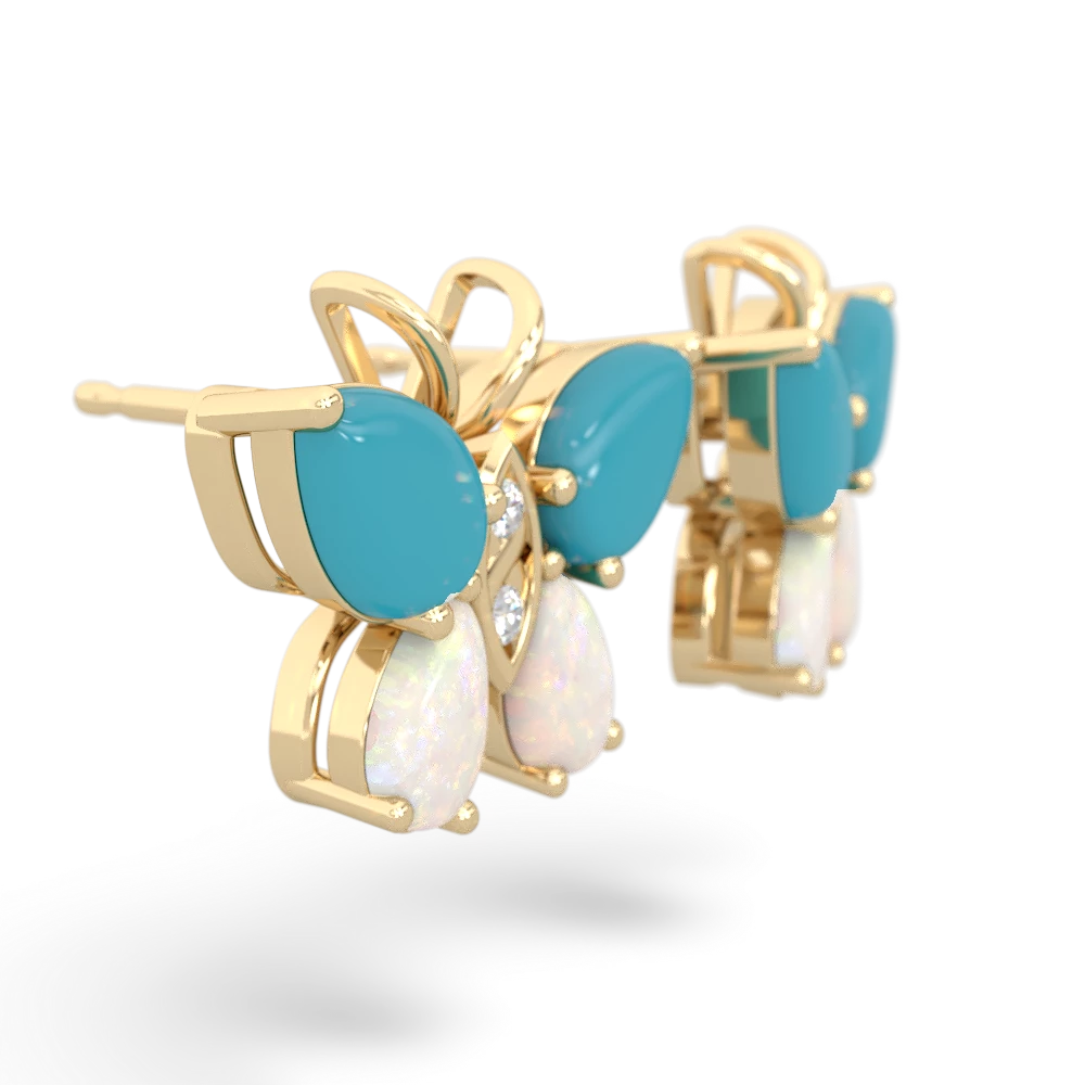 Turquoise Butterfly 14K Yellow Gold earrings E2215