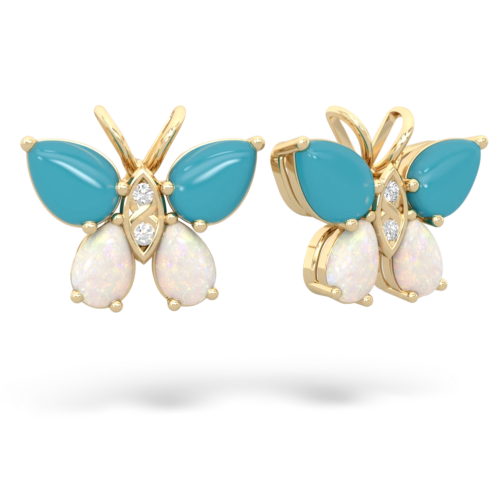 Turquoise Butterfly 14K Yellow Gold earrings E2215