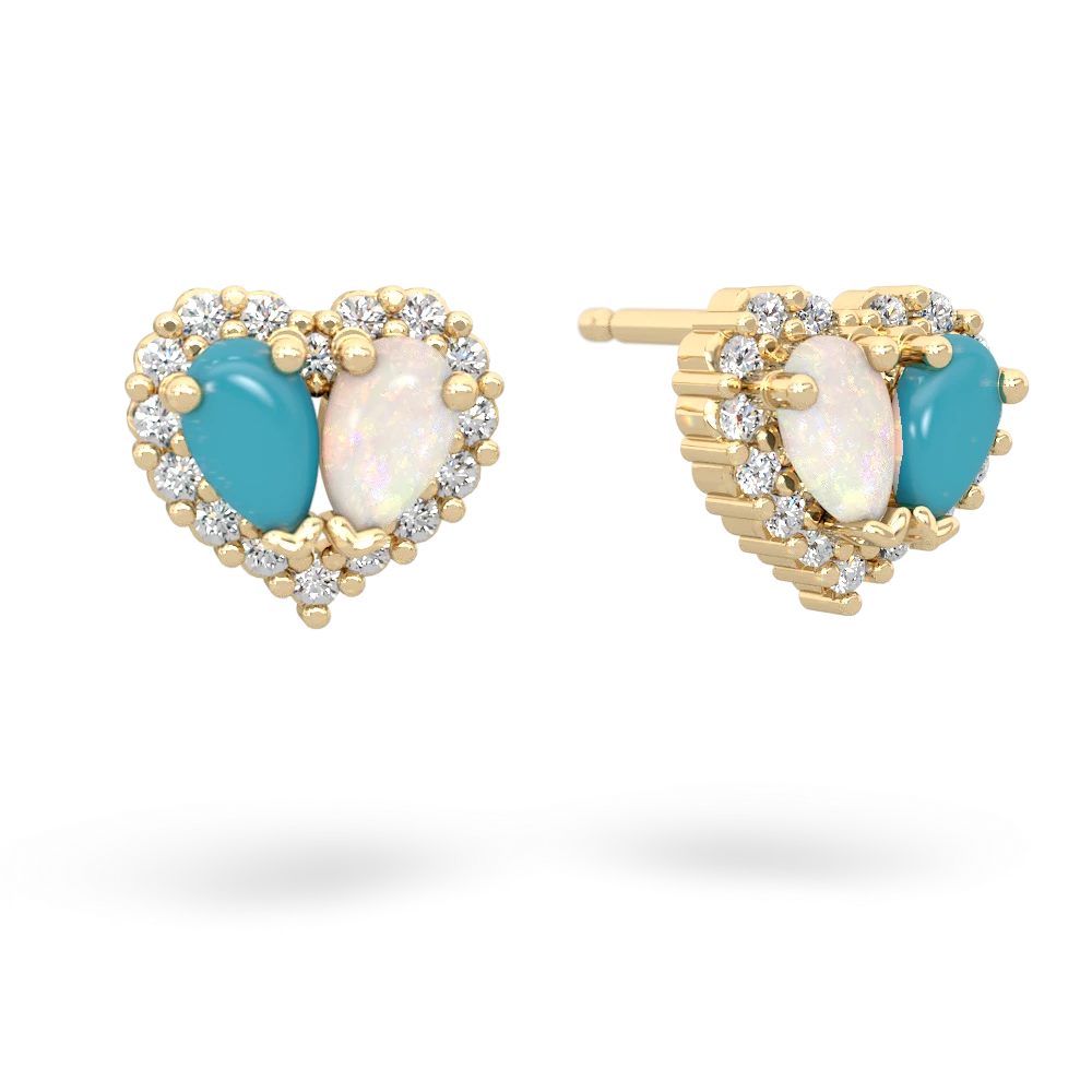 Turquoise Halo 14K Yellow Gold earrings E7008