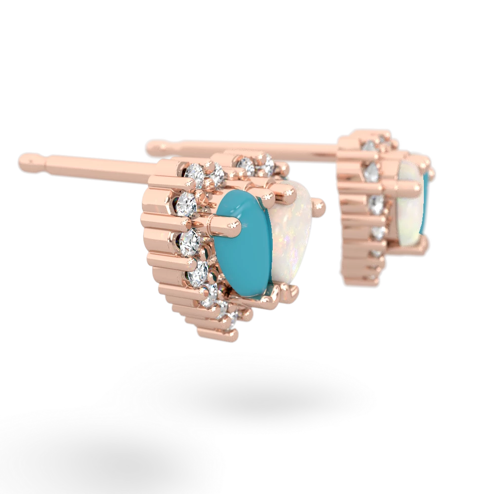 Turquoise Halo 14K Rose Gold earrings E7008