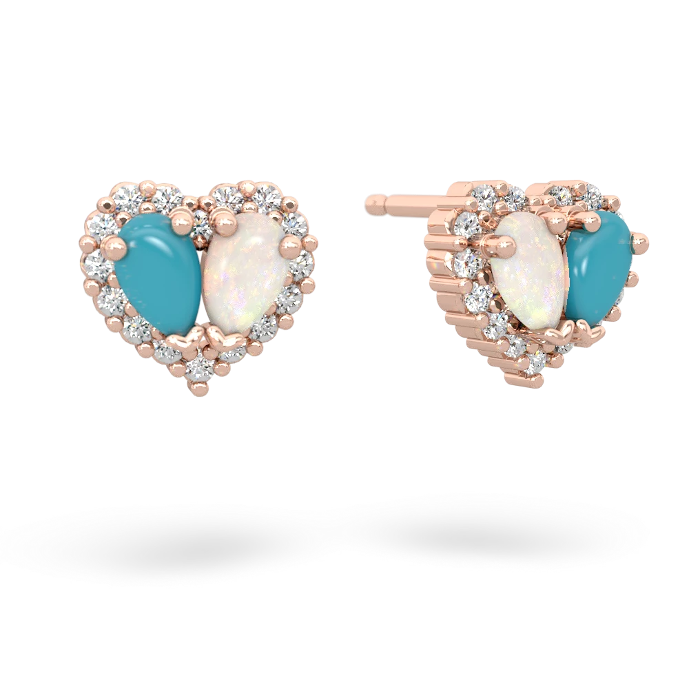 Turquoise Halo 14K Rose Gold earrings E7008