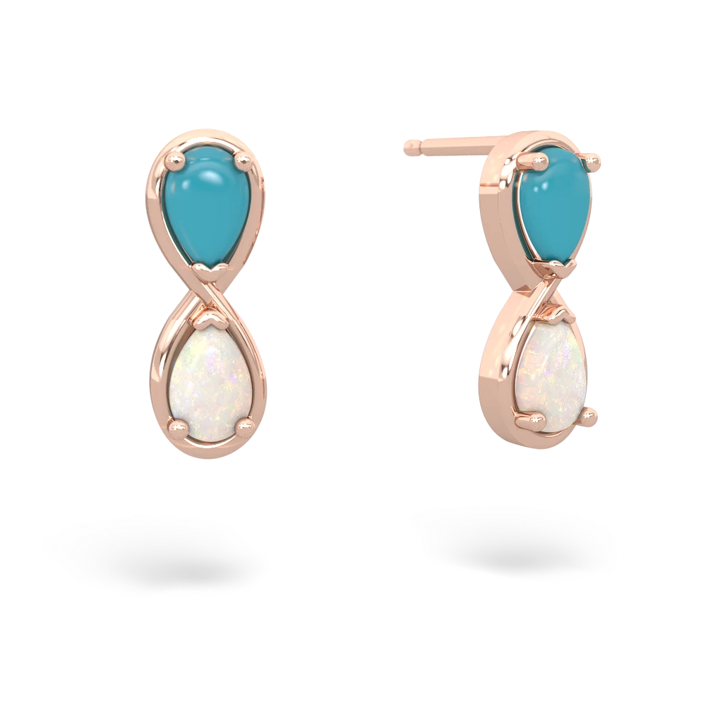 Turquoise Infinity 14K Rose Gold earrings E5050