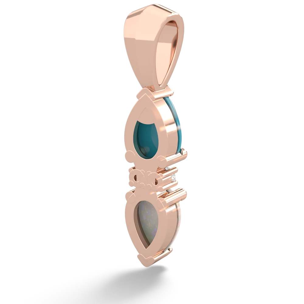 Turquoise Bowtie Drop 14K Rose Gold pendant P0865