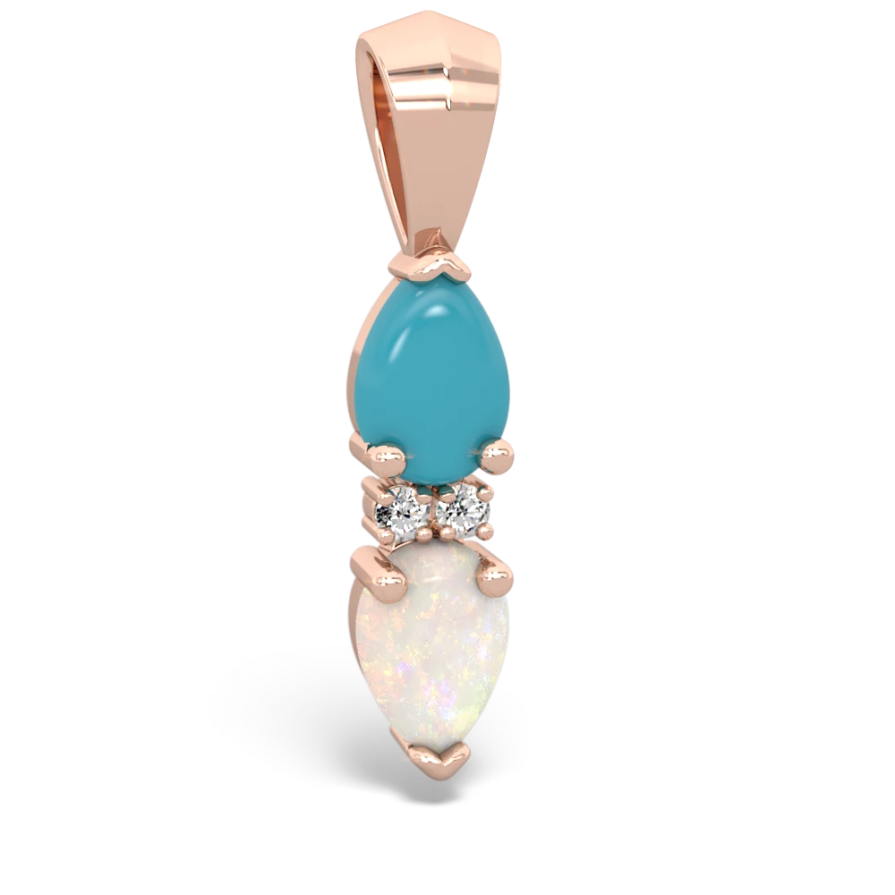 Turquoise Bowtie Drop 14K Rose Gold pendant P0865