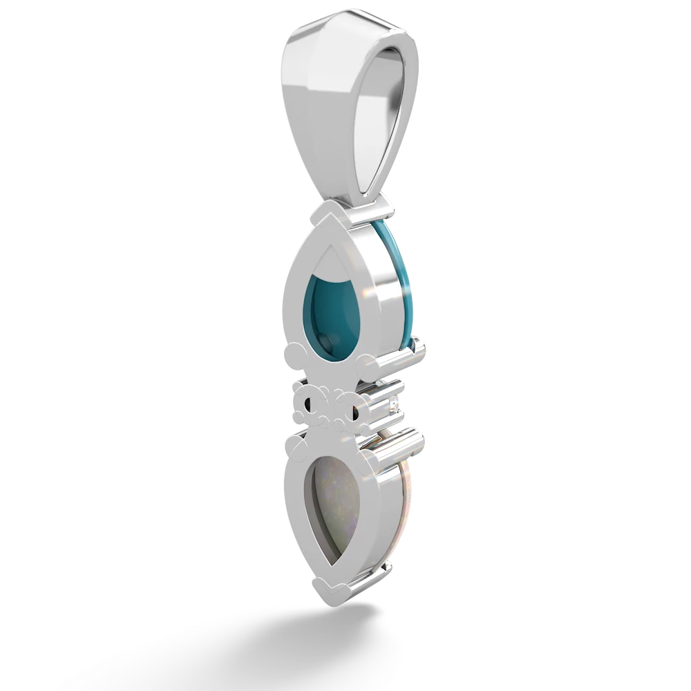 Turquoise Bowtie Drop 14K White Gold pendant P0865