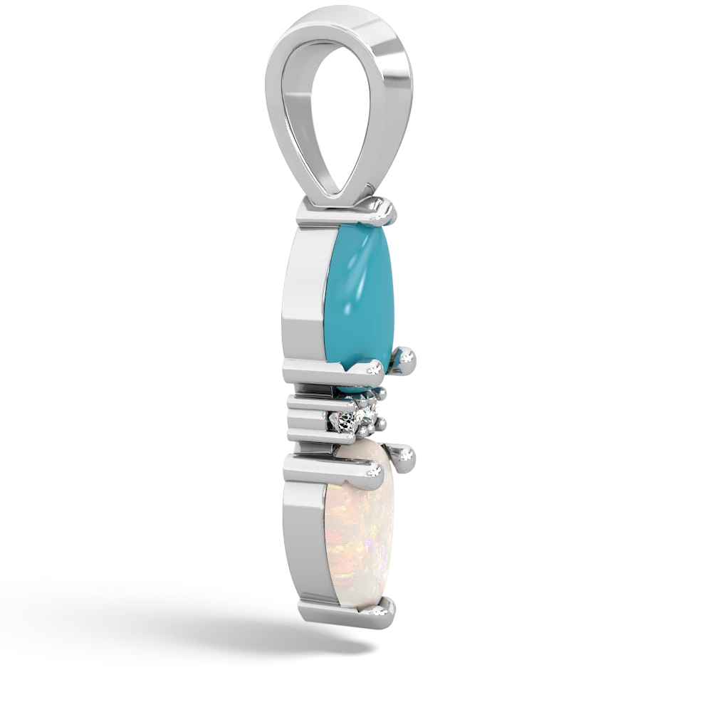 Turquoise Bowtie Drop 14K White Gold pendant P0865