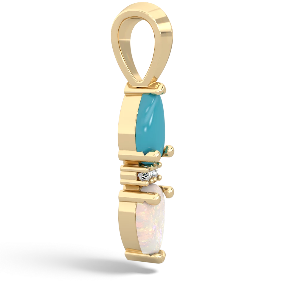Turquoise Bowtie Drop 14K Yellow Gold pendant P0865