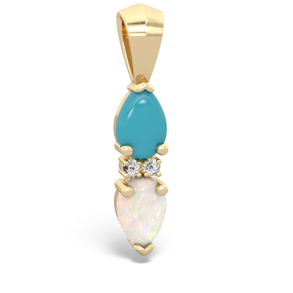 Turquoise Bowtie Drop 14K Yellow Gold pendant P0865