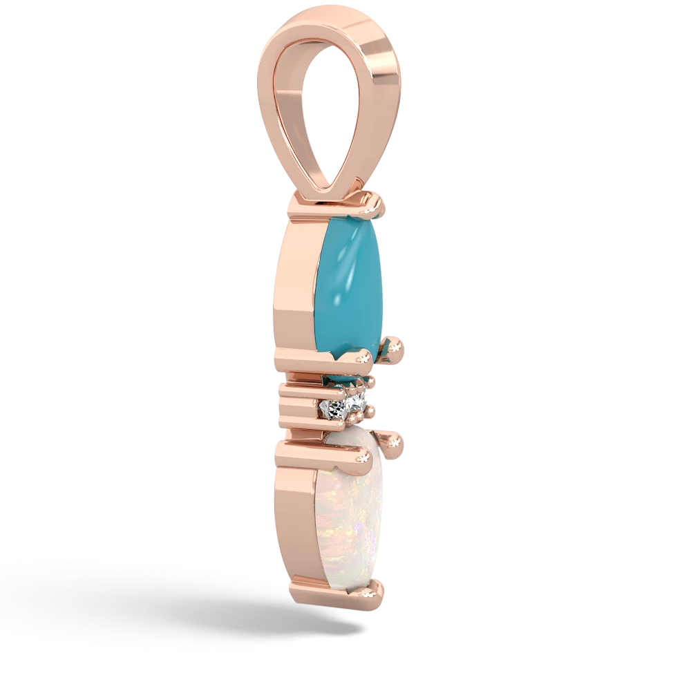 Turquoise Bowtie Drop 14K Rose Gold pendant P0865