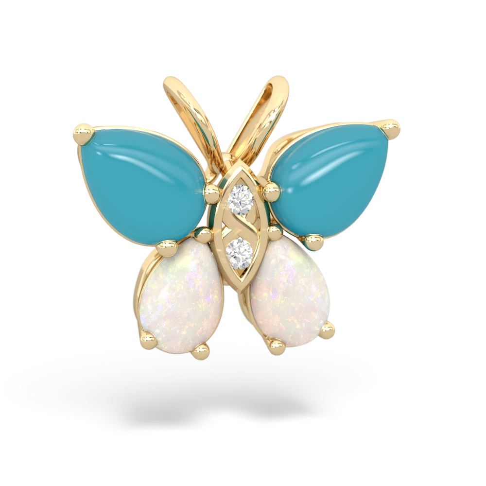 Turquoise Butterfly 14K Yellow Gold pendant P2215