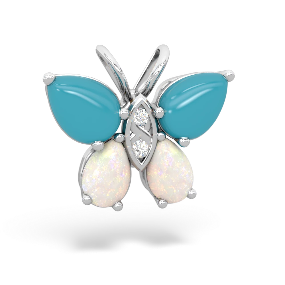 Turquoise Butterfly 14K White Gold pendant P2215