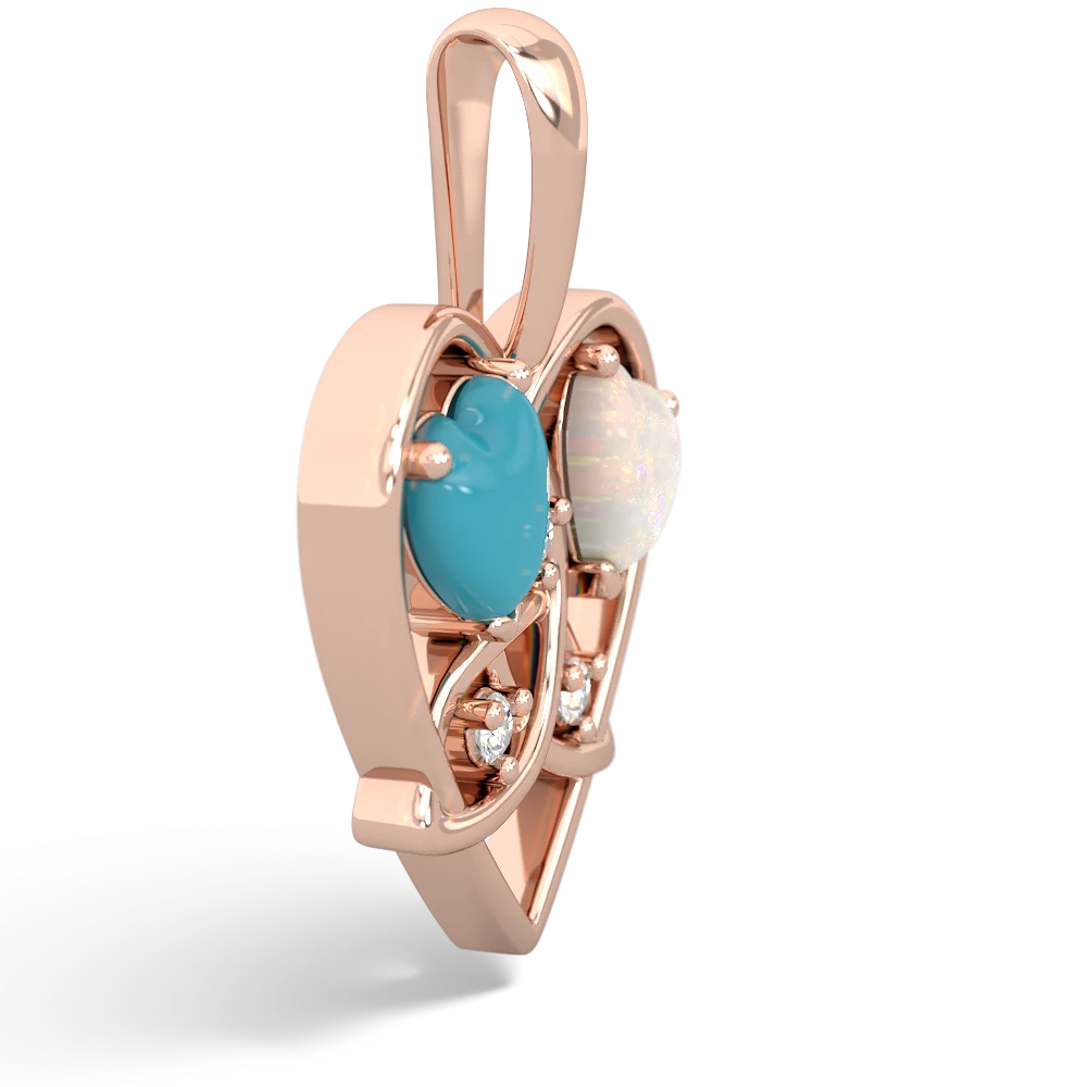 Turquoise Celtic Trinity Heart 14K Rose Gold pendant P5331