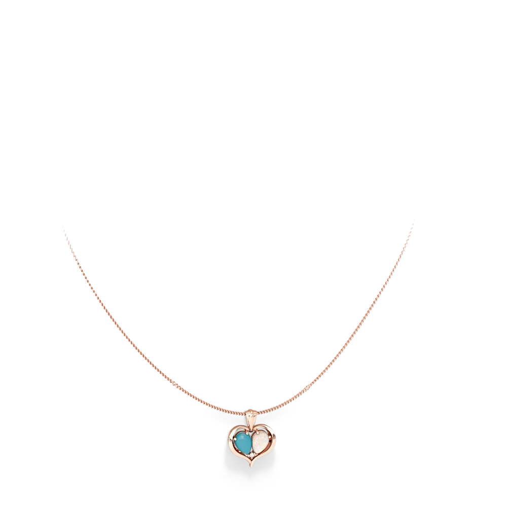 Turquoise Two Become One 14K Rose Gold pendant P5330