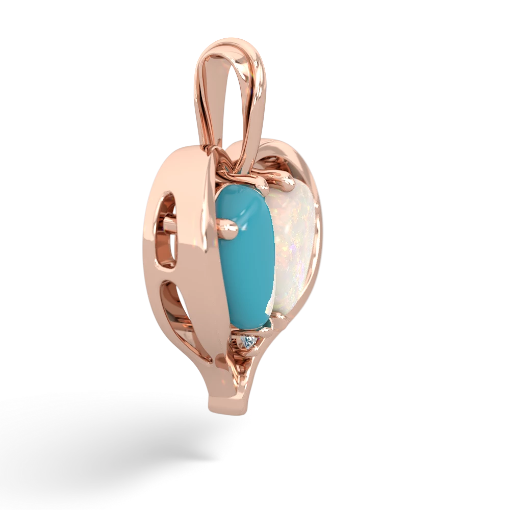 Turquoise Two Become One 14K Rose Gold pendant P5330