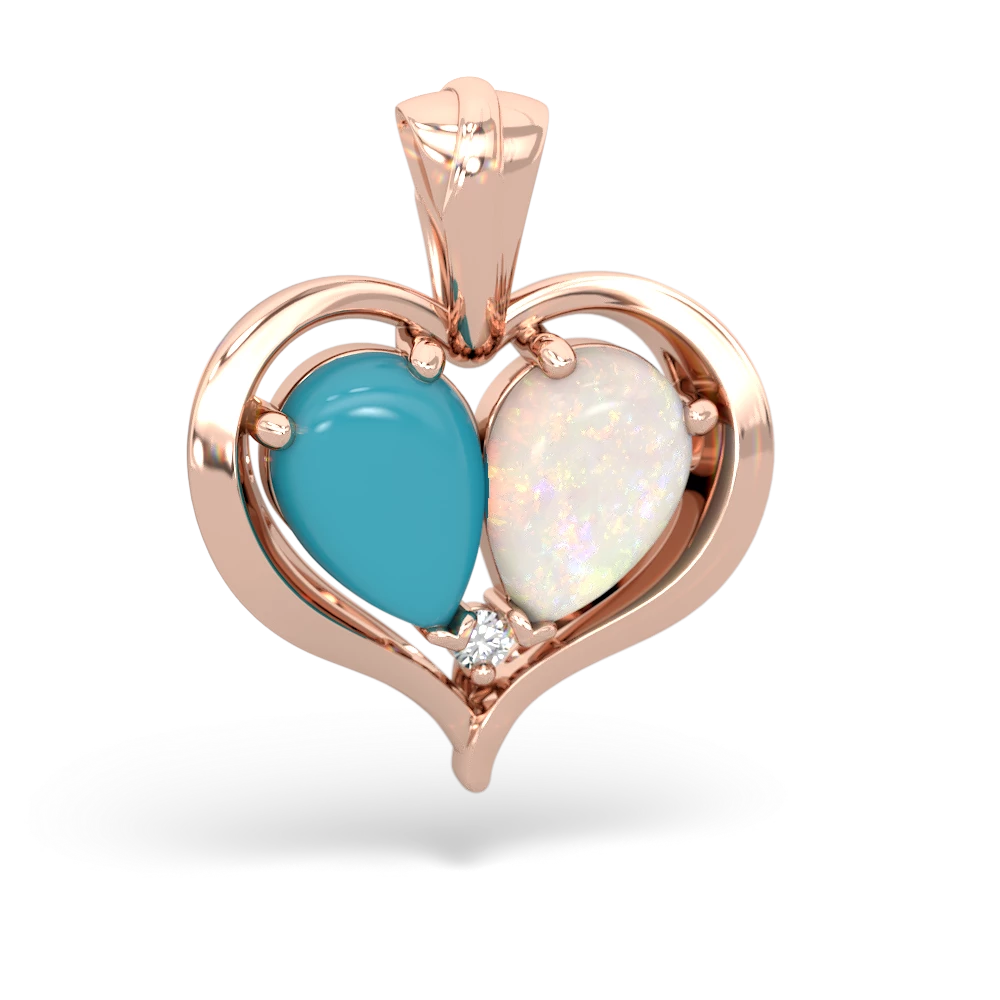 Turquoise Two Become One 14K Rose Gold pendant P5330